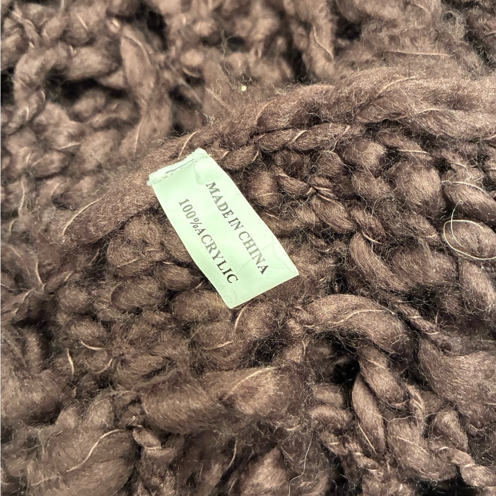 Chunky Brown Crochet Knit Wrap - Picture 3 of 3